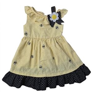 Counting Daisies Bee Gingham Seersucker Dress Toddler 2T